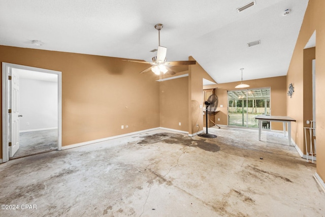 interior space featuring ceiling fan