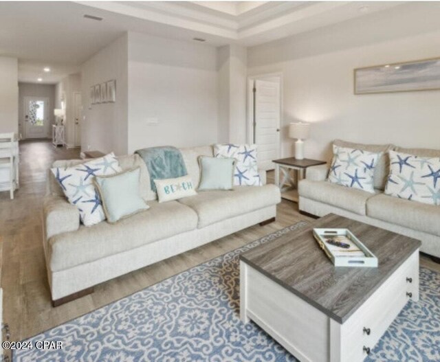 living room with wood-type flooring