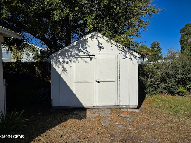 view of shed