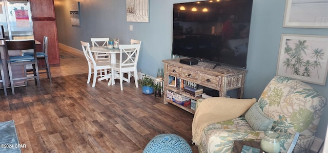 living room featuring dark hardwood / wood-style flooring