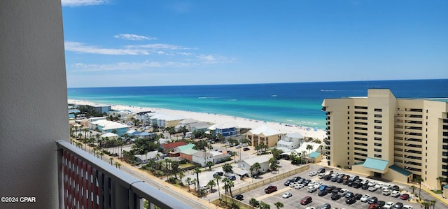 view of water feature with a view of the beach