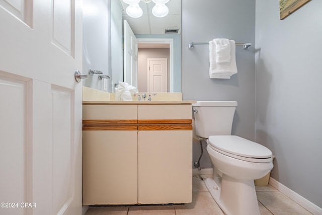 bathroom with tile patterned flooring, vanity, and toilet