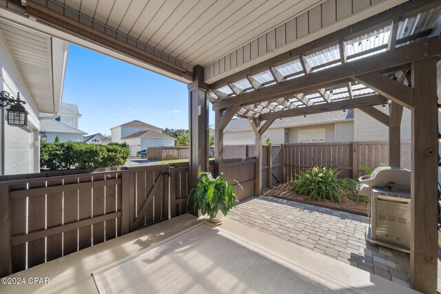 view of patio / terrace featuring a pergola