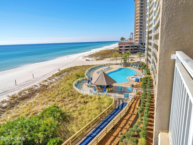 exterior space with a view of the beach