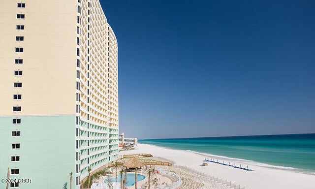 property view of water featuring a view of the beach