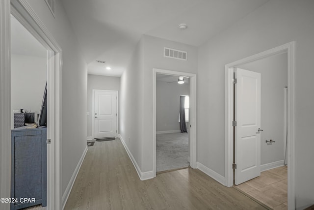 hall featuring light hardwood / wood-style floors