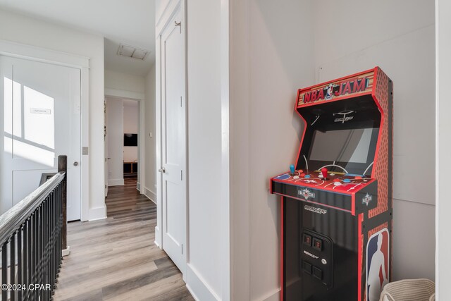 playroom featuring light hardwood / wood-style floors