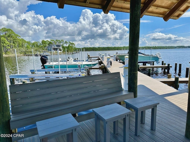 view of dock featuring a water view