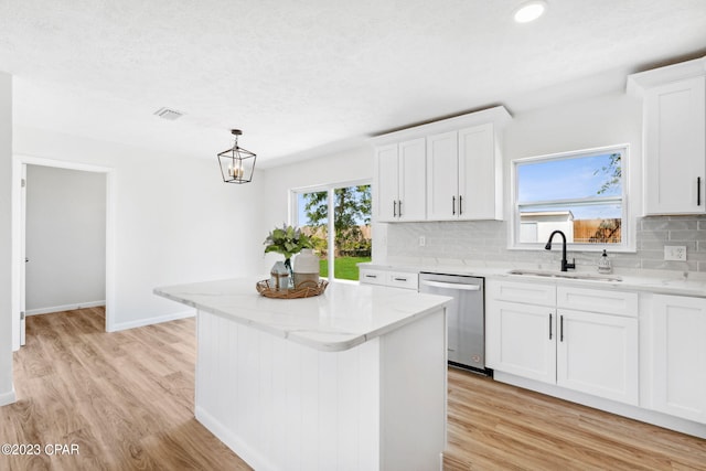 kitchen with white cabinetry, sink, and stainless steel dishwasher