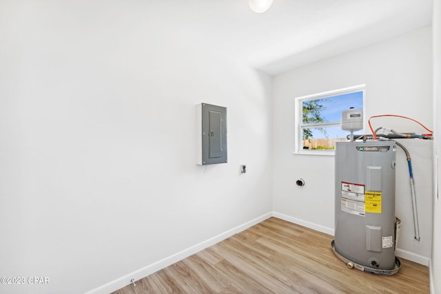 utility room with electric water heater and electric panel