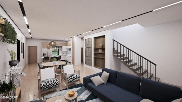 living room with light wood-type flooring