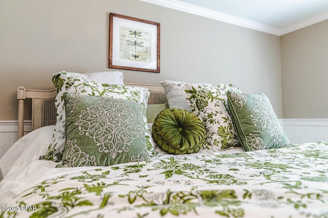 bedroom with ornamental molding