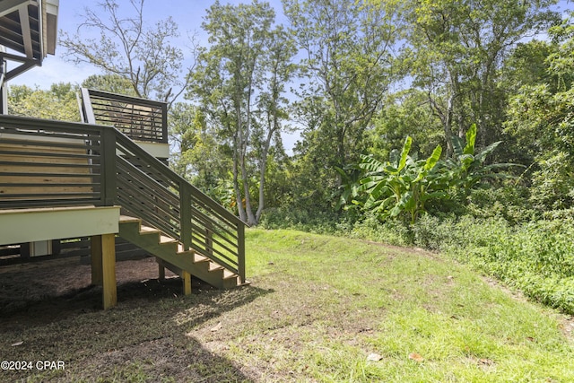 view of yard featuring a deck