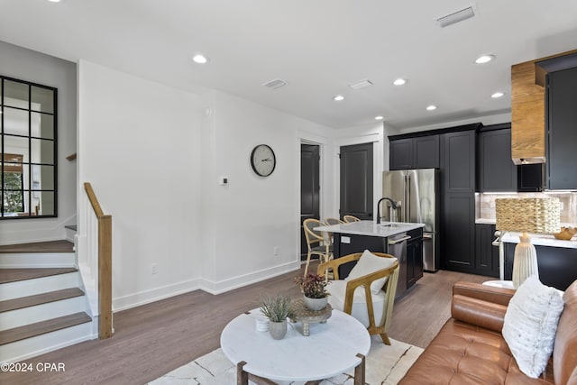 living room with hardwood / wood-style floors