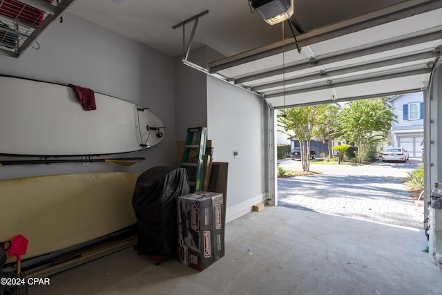 garage with a garage door opener