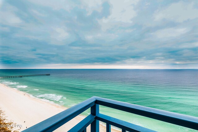 property view of water with a beach view