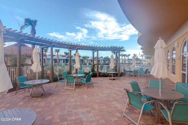 view of patio featuring a pergola