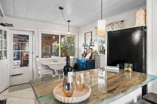 interior space featuring light tile patterned floors