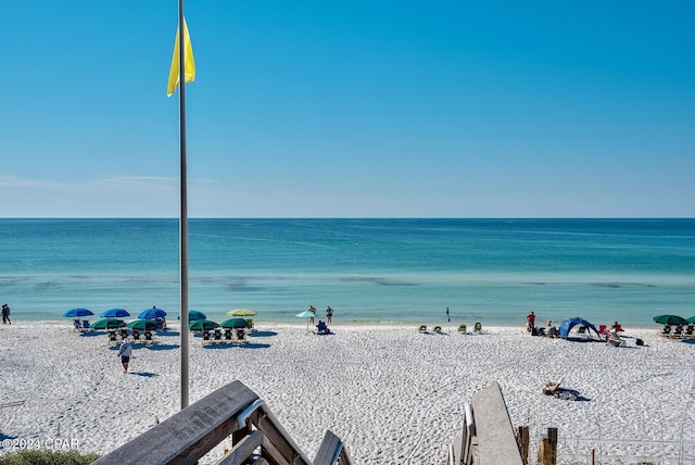 view of water feature featuring a view of the beach