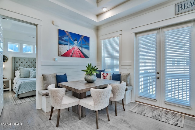 dining area with light hardwood / wood-style floors