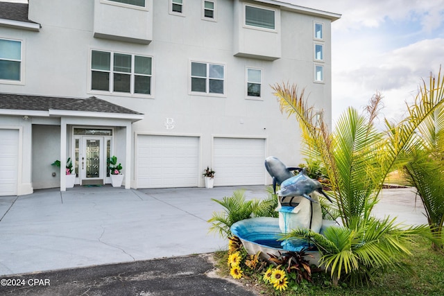 view of front of property with a garage