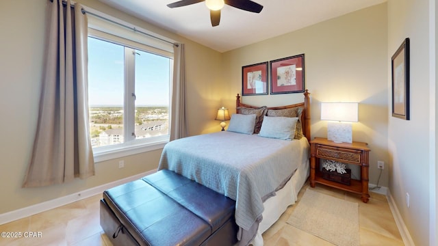 bedroom featuring ceiling fan