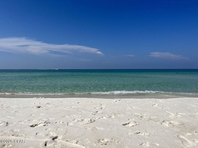 view of water feature featuring a beach view