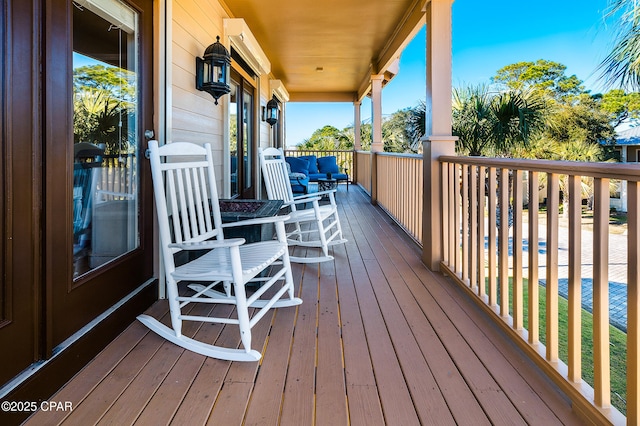 deck with a porch