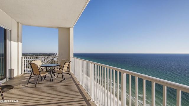 balcony with a water view