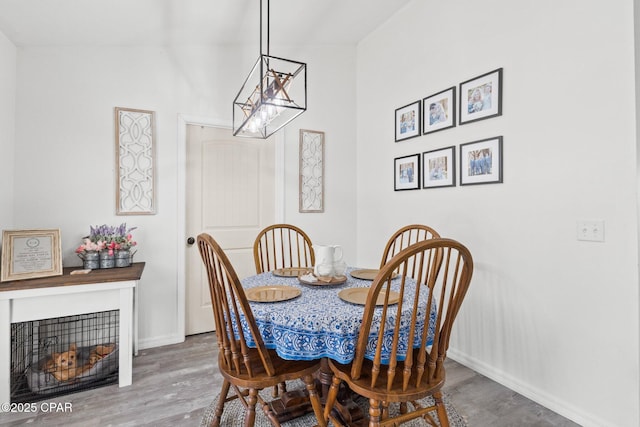 dining area featuring wood-type flooring