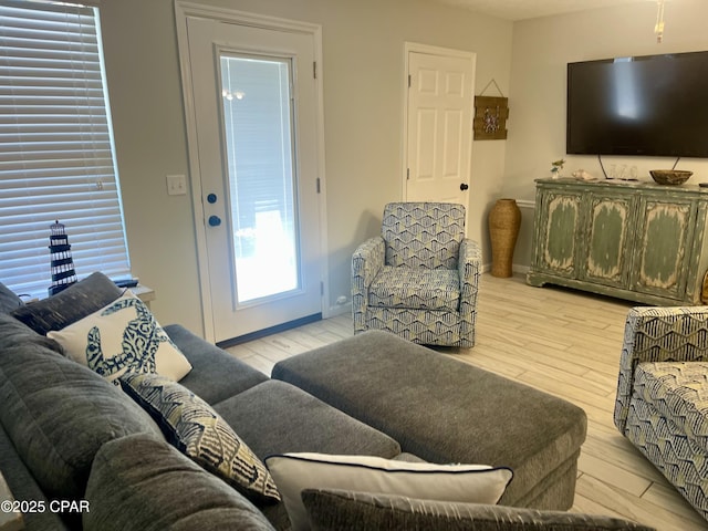 living room featuring light wood-type flooring