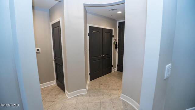 8700 Front Beach Rd Unit 5302, Panama City Beach, FL 32407 - hallway with recessed lighting, baseboards, visible vents, and light tile patterned floors