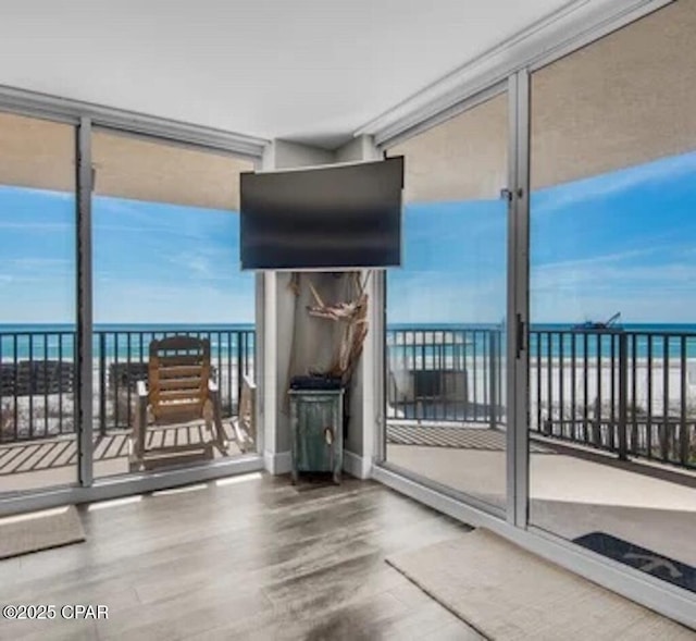 interior space with hardwood / wood-style floors and expansive windows