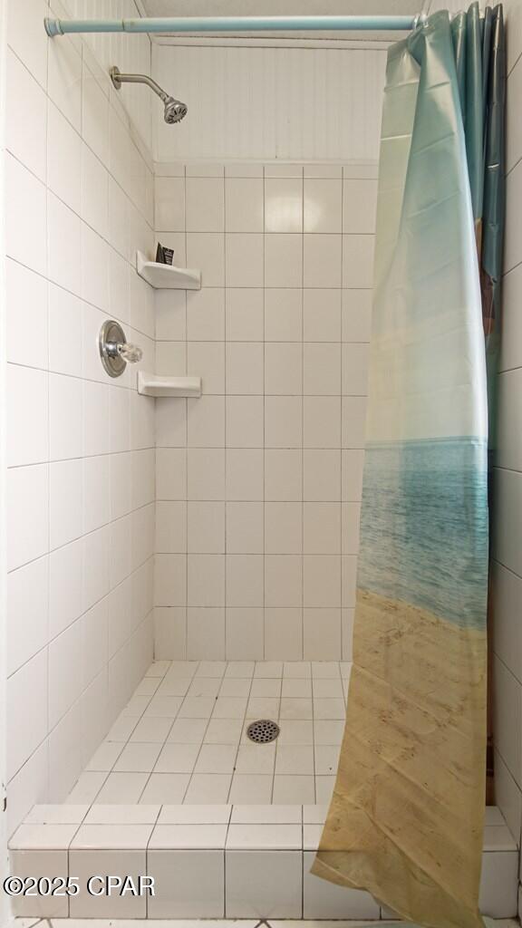 bathroom featuring a shower with shower curtain