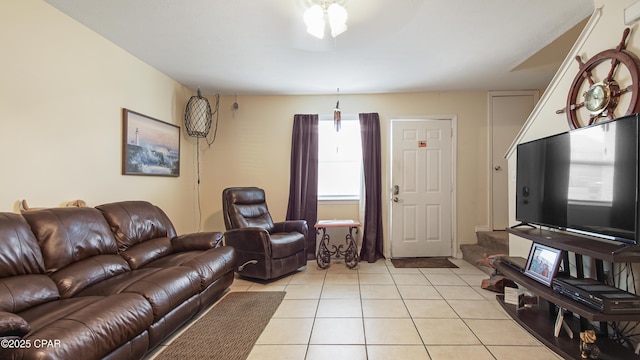 view of tiled living room