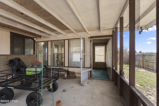 view of unfurnished sunroom