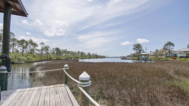 dock area featuring a water view