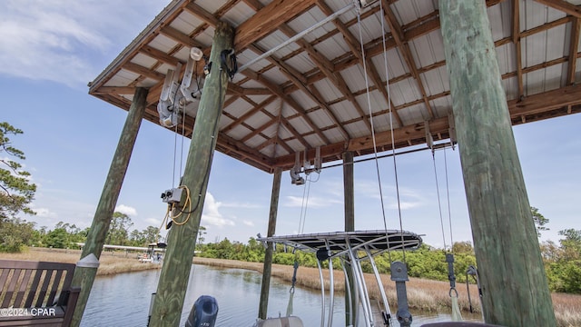 view of dock featuring a water view