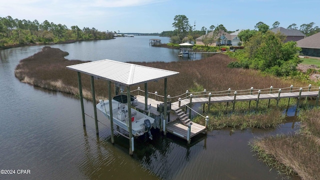 view of dock featuring a water view