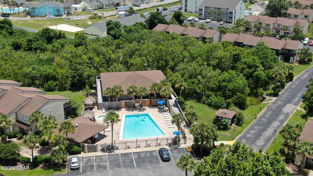 drone / aerial view with a residential view