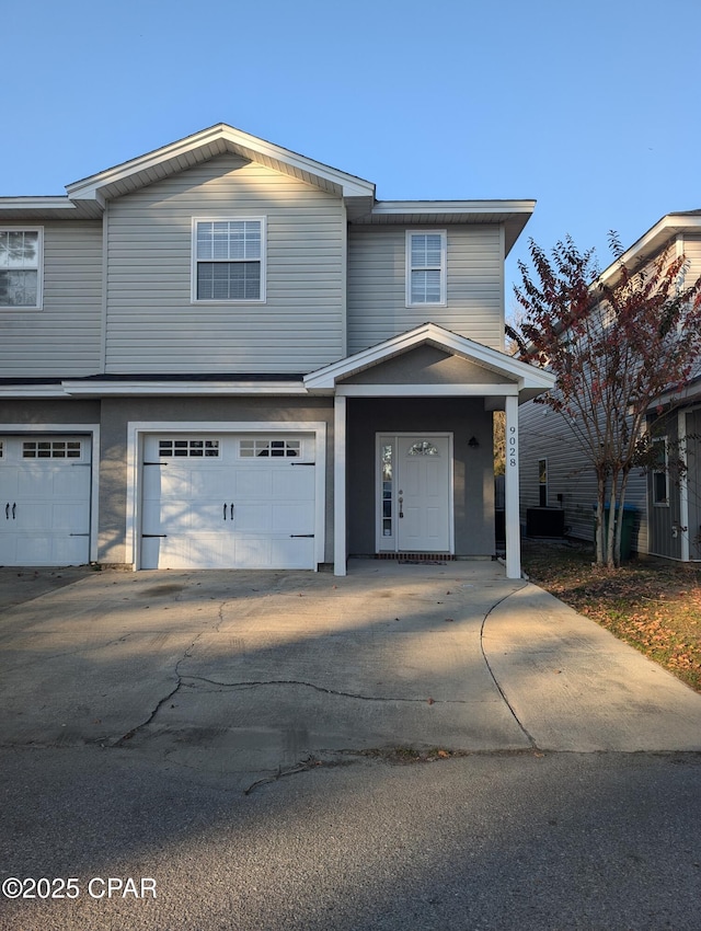 view of front property with a garage