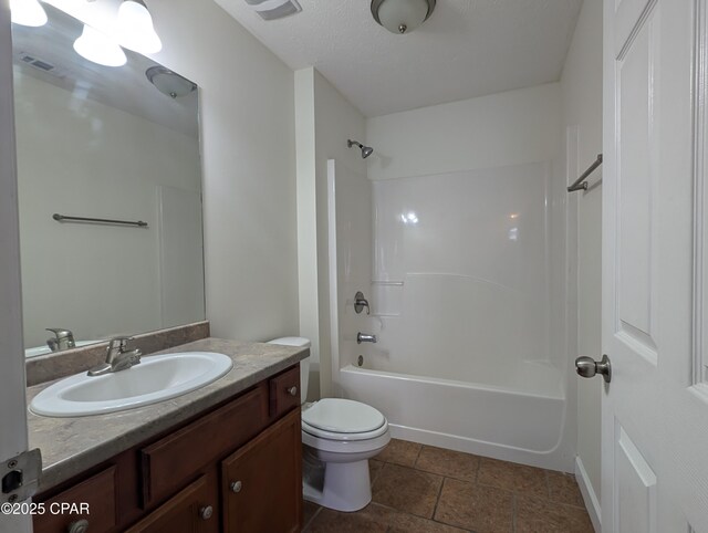 full bathroom featuring vanity, toilet, and shower / washtub combination