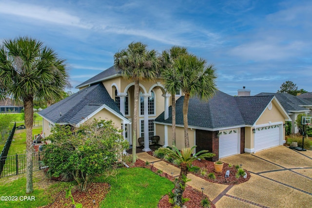 view of front of house with a garage