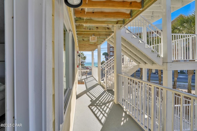 balcony with a water view