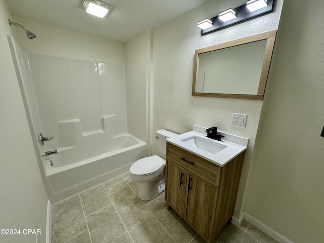 full bathroom featuring toilet, vanity, and shower / bathtub combination