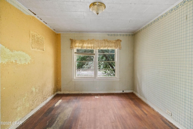 empty room with dark hardwood / wood-style flooring