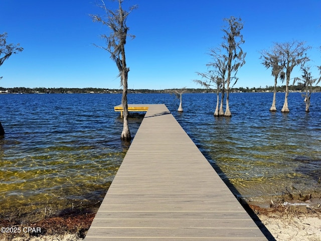 view of dock featuring a water view