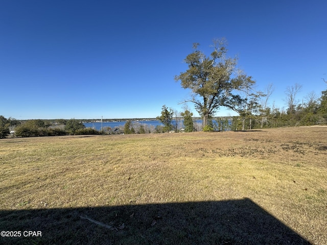 view of yard with a water view