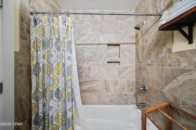 bathroom featuring shower / bath combination with curtain