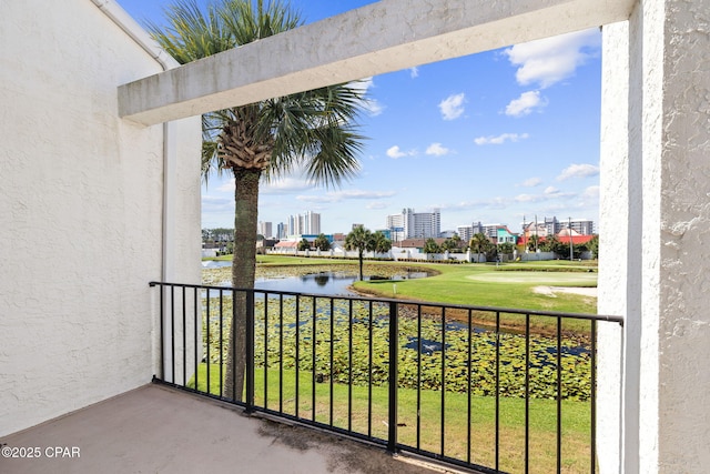 balcony with a water view